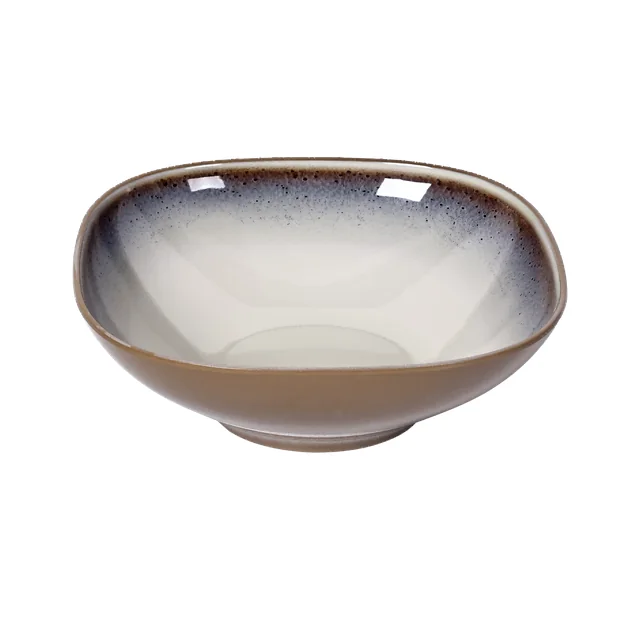 SHALL 希尔双色陶釉纹 方碗 白底产品图