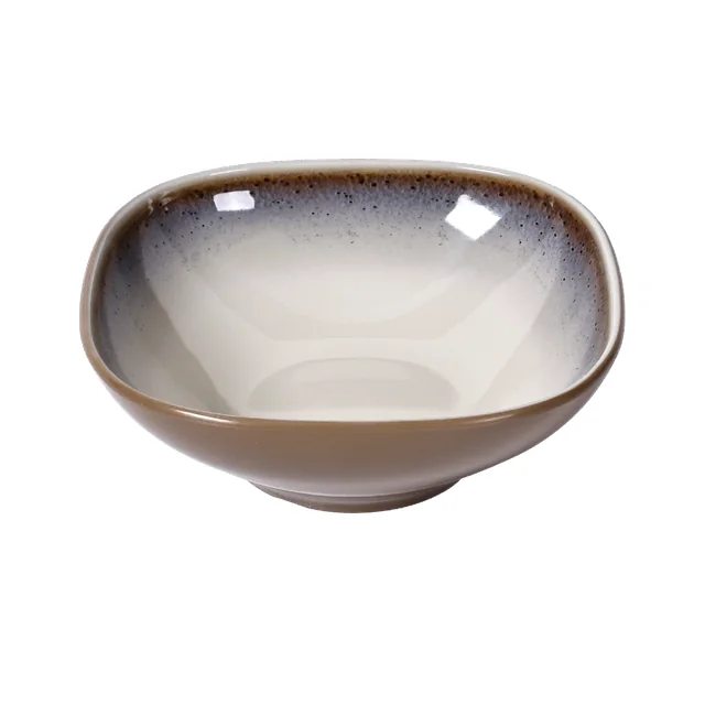 SHALL 希尔双色陶釉纹 方碗 白底产品图