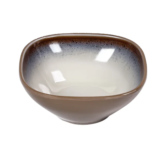 SHALL 希尔双色陶釉纹 方碗 白底产品图