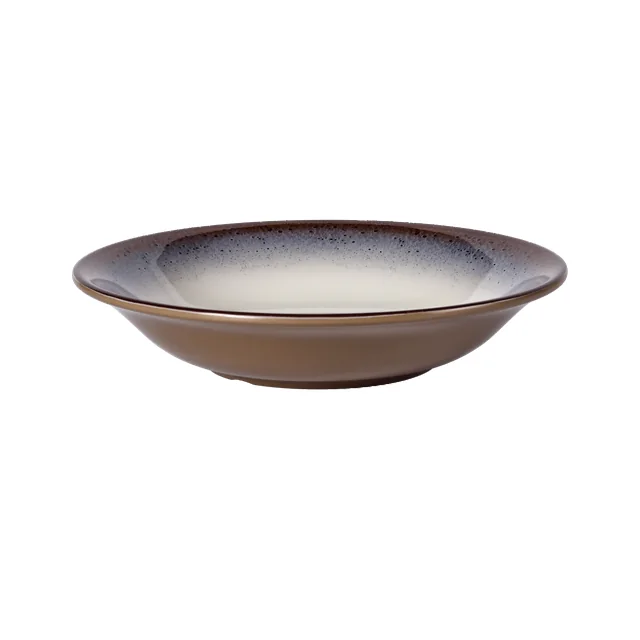 SHALL 希尔双色陶釉纹 圆浅碗 白底产品图