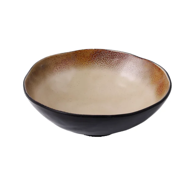 SHALL 希尔铜锈苔痕 7"双色异形碗 白底产品图