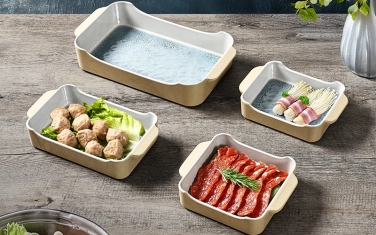 Deep plate, wide side plate and plate with feet