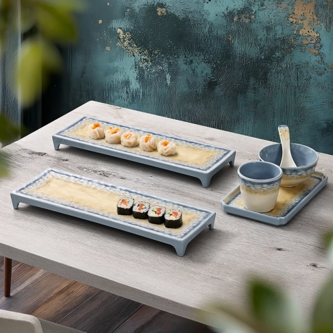 Deep plate, wide side plate and plate with feet