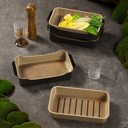 Deep plate, wide side plate and plate with feet