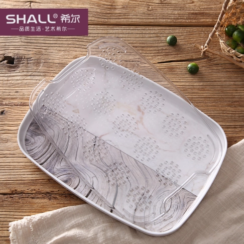 813414 marble wood grain draining tray